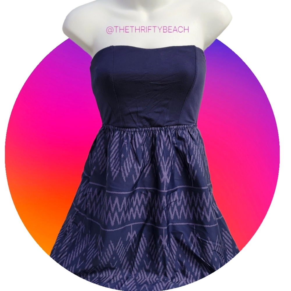 Roxy Strapless Purple Geometric Mini Dress / Coverup